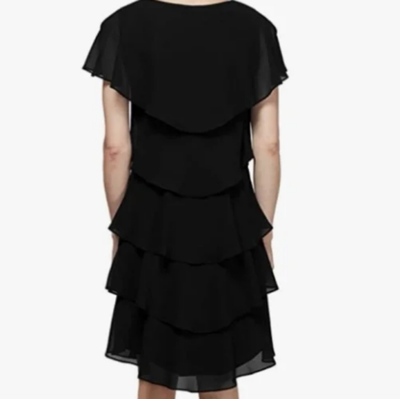 KS Petite Collection Black Layered Shift Dress Size 6P - Picture 3 of 7